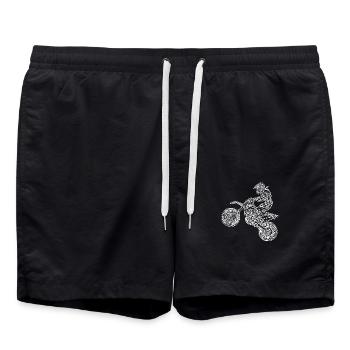 Motorcross Bike - Motorrad im Sprung - Badeshorts - Schwarz - Vorne - AI Model Male 185 light (185cm)