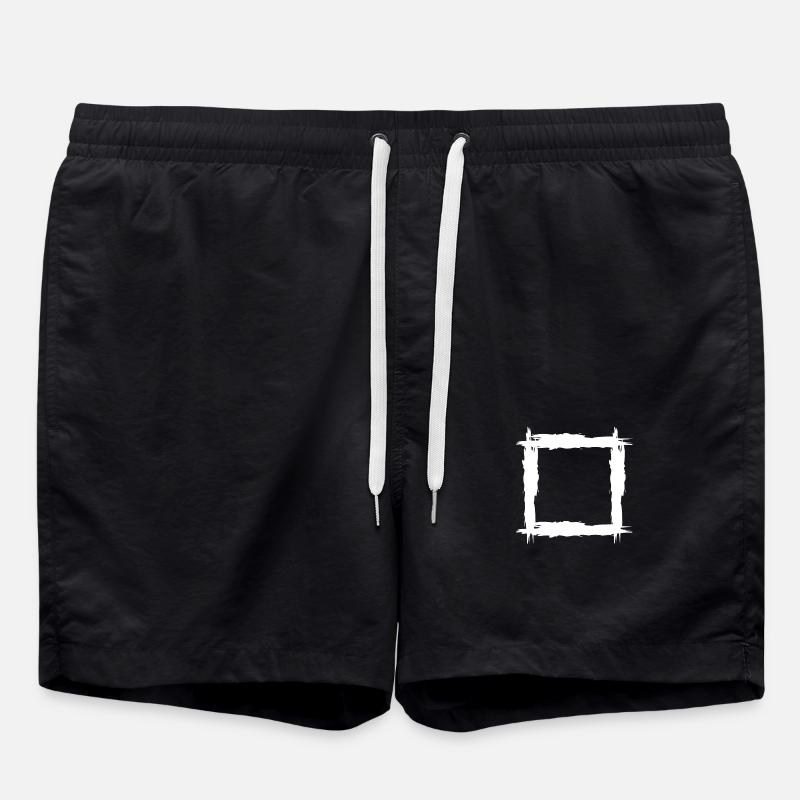 Square white - Swim Trunks - black