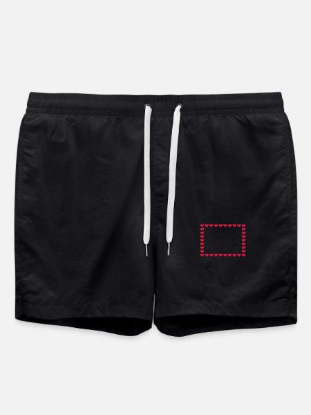 Cadre rectangulaire boîte coeur personnalisable rouge - Short de bain - noir