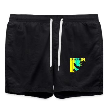 Berliner Bär - Badeshorts - Schwarz - Vorne - AI Model Male 185 light (185cm)