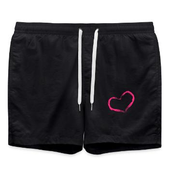 Coeur rose cadeau amour - Short de bain - noir - Devant - AI Model Male 185 light (185cm)