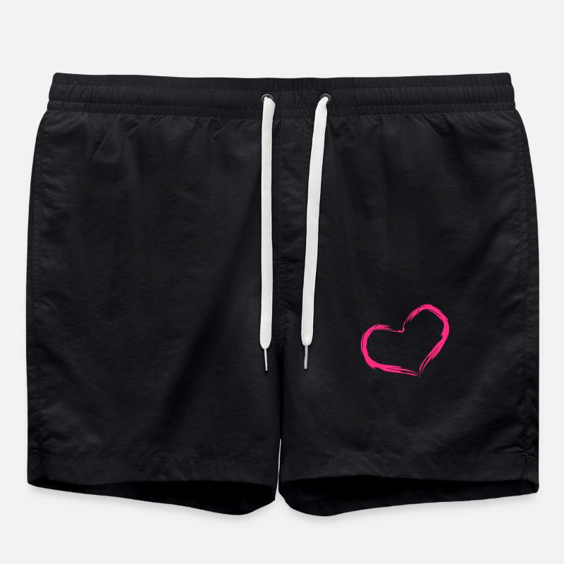 Coeur rose cadeau amour - Short de bain - noir