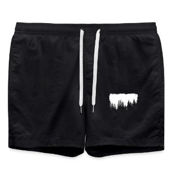 Arbres dans la forêt d'épinettes - Short de bain - noir - Devant - AI Model Male 185 light (185cm)