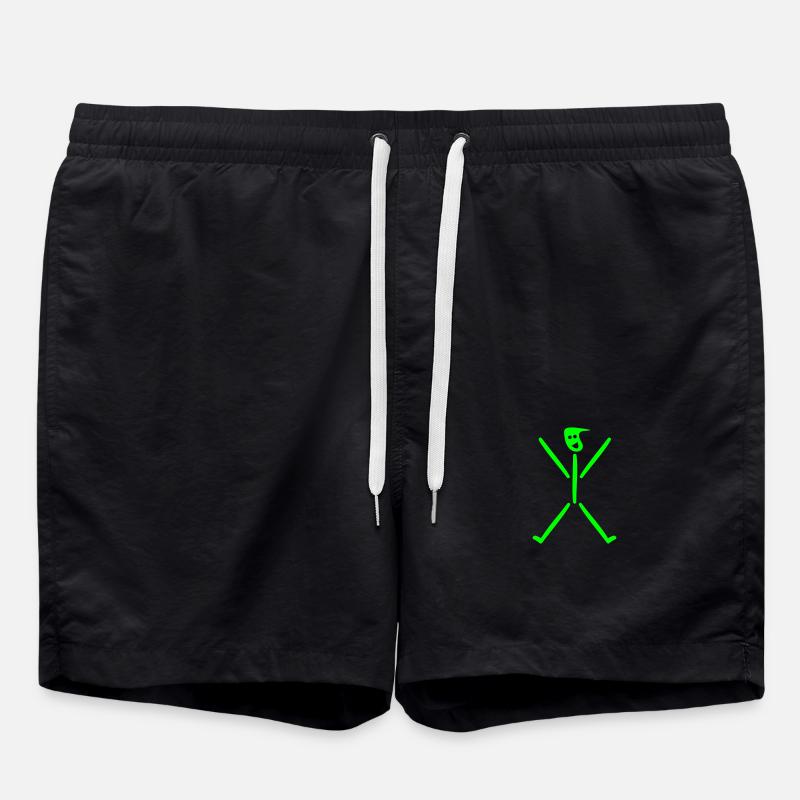 Strichmännchen lustig - Badeshorts - Schwarz