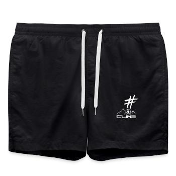 # climb Hashtag Klettern Bouldern Wandern Berg 1 - Badeshorts - Schwarz - Vorne - AI Model Male 185 light (185cm)