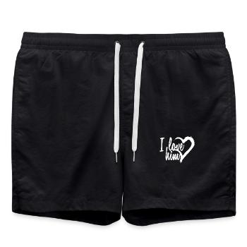 I love him Herz - Badeshorts - Schwarz - Vorne - AI Model Male 185 light (185cm)
