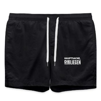 Hauptsache die Haare liegen - Badeshorts - Schwarz - Vorne - AI Model Male 185 light (185cm)