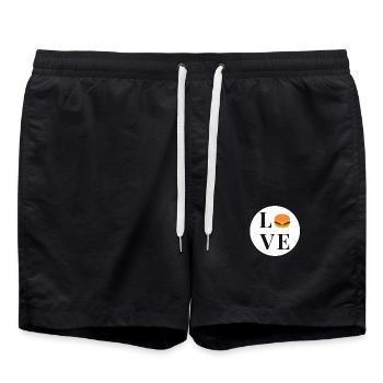 Burger Love Fast food américain - Short de bain - noir - Devant - AI Model Male 185 light (185cm)