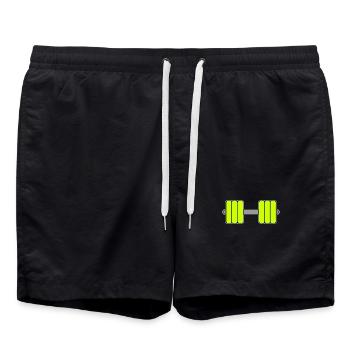 Haltère jaune - Short de bain - noir - Devant - AI Model Male 185 light (185cm)