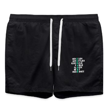 Zuhause ist es doch am schönsten ... - Badeshorts - Schwarz - Vorne - AI Model Male 185 light (185cm)