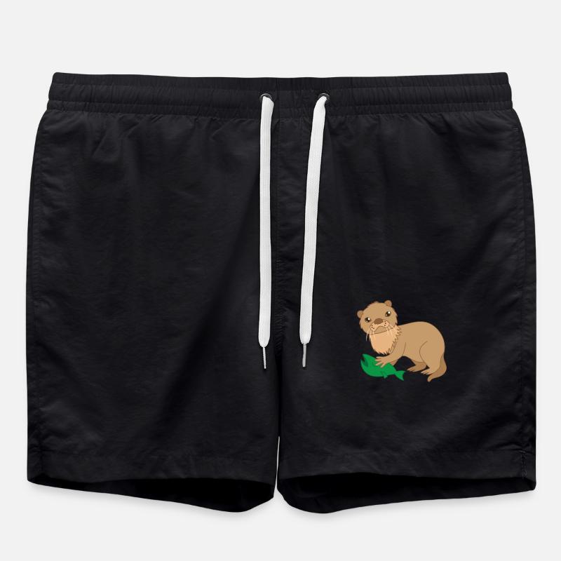 Loutre avec un poisson piégé - Short de bain - noir
