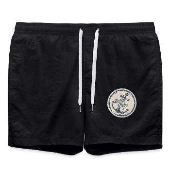 Ostseeliebe - Vintage Anker blau usedlook - Badeshorts - Schwarz - Vorne - AI Model Male 185 light (185cm)