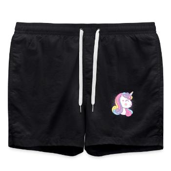 Cute unicorn - Swim Trunks - black - Front - AI Model Male 185 light (185cm)