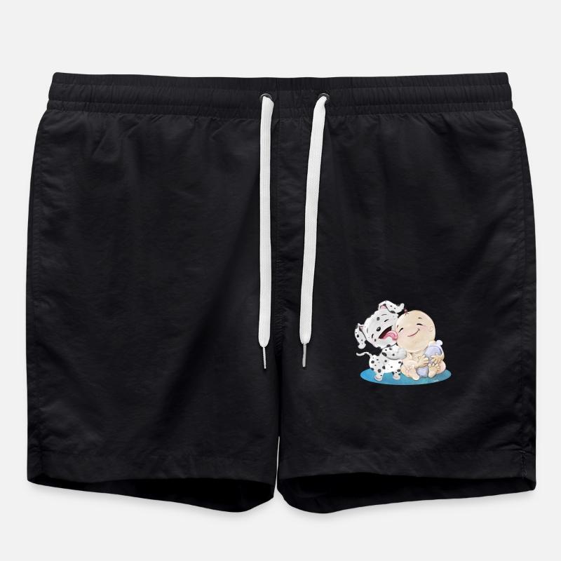 Dalmatian with baby - Swim Trunks - black