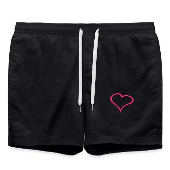 Coeur symbole amour coeur rose - Short de bain - noir - Devant - AI Model Male 185 light (185cm)