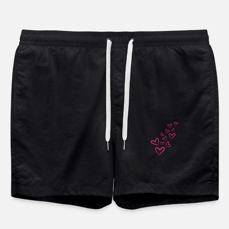 Hearts heart pattern - Swim Trunks - black