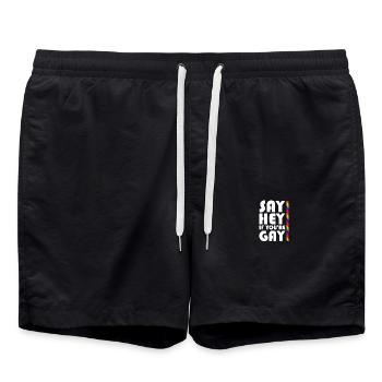 Homosexualität Spruch Homo Gay Regenbogen - Badeshorts - Schwarz - Vorne - AI Model Male 185 light (185cm)