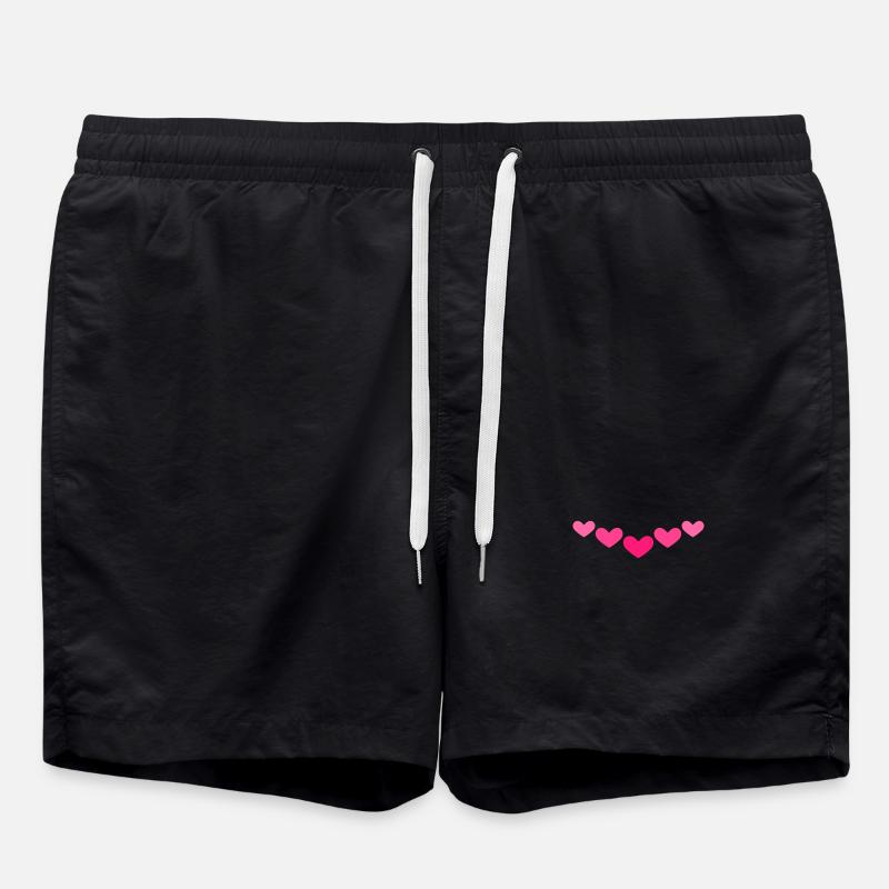 Heart ornament line pink - Swim Trunks - black