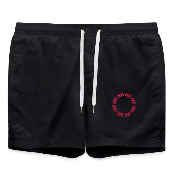 Zahl 666 Böse Symbol Kreis Geschenk - Badeshorts - Schwarz - Vorne - AI Model Male 185 light (185cm)