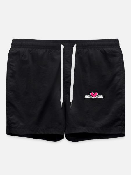 Book Heart Reading Gift - Swim Trunks - black