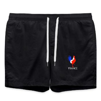 rooster blue white red - Swim Trunks - black - Front - AI Model Male 185 light (185cm)