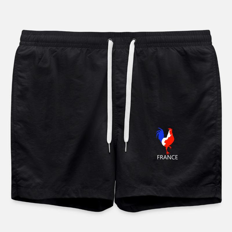 rooster blue white red - Swim Trunks - black