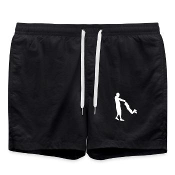 Family dad mom son dad mother sons child - Swim Trunks - black - Front - AI Model Male 185 light (185cm)