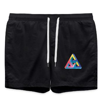Triangle d'illusion d'optique Escher - Short de bain - noir - Devant - AI Model Male 185 light (185cm)