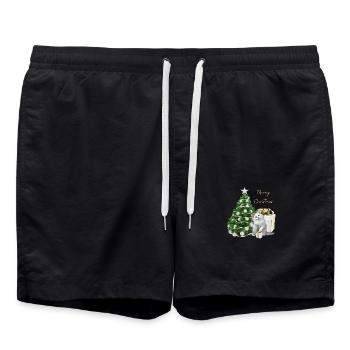 Joyeux Noël Joyeux Noël chat cadeau - Short de bain - noir - Devant - AI Model Male 185 light (185cm)