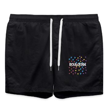 Bouldern Bouldering Klettern Kletterer - Badeshorts - Schwarz - Vorne - AI Model Male 185 light (185cm)