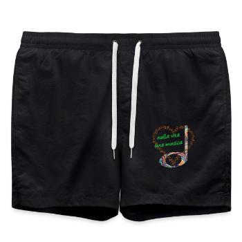 half note e 7 no life without music latin - Swim Trunks - black - Front - AI Model Male 185 light (185cm)