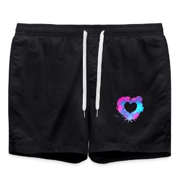 Aquarellherz mit rosa und hellblauen Farben - Badeshorts - Schwarz - Vorne - AI Model Male 185 light (185cm)
