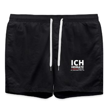 Ich heirate: Der Rest feiert nur JGA Junggesellen - Badeshorts - Schwarz - Vorne - AI Model Male 185 light (185cm)