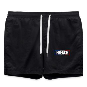 France flag blue white red - Swim Trunks - black - Front - AI Model Male 185 light (185cm)