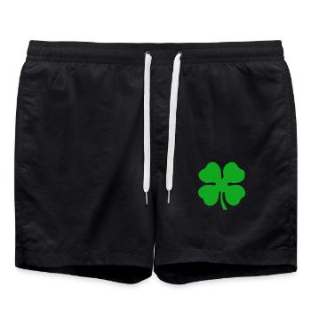 Vierblättriges Kleeblatt Glücksklee Neujahr Klee - Badeshorts - Schwarz - Vorne - AI Model Male 185 light (185cm)