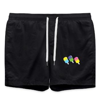 Trois glaces multicolores sur popsticks - Short de bain - noir - Devant - AI Model Male 185 light (185cm)