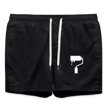 Pinsel Streichen Farbe Maler und Lackierer Malen - Badeshorts - Schwarz - Vorne - AI Model Male 185 light (185cm)