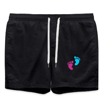 Bébé pieds parents fils enceinte bébé coeur - Short de bain - noir - Devant - AI Model Male 185 light (185cm)