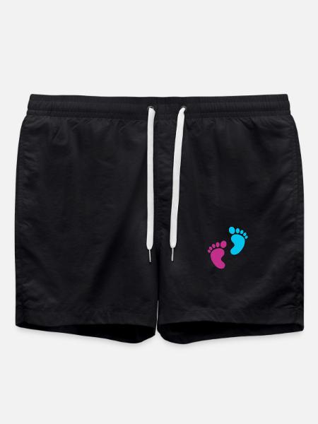 Babyfüße Eltern Sohn Schwanger Baby Herz Kleinkind - Badeshorts - Schwarz