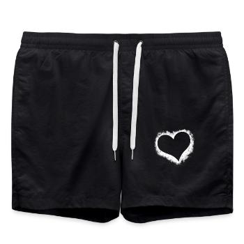 Herz Grunge Farbe Splatter schwarz und weiß - Badeshorts - Schwarz - Vorne - AI Model Male 185 light (185cm)
