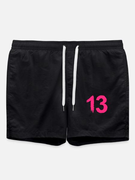 Chiffre 13 Numéro préféré Brosse Rose - Short de bain - noir