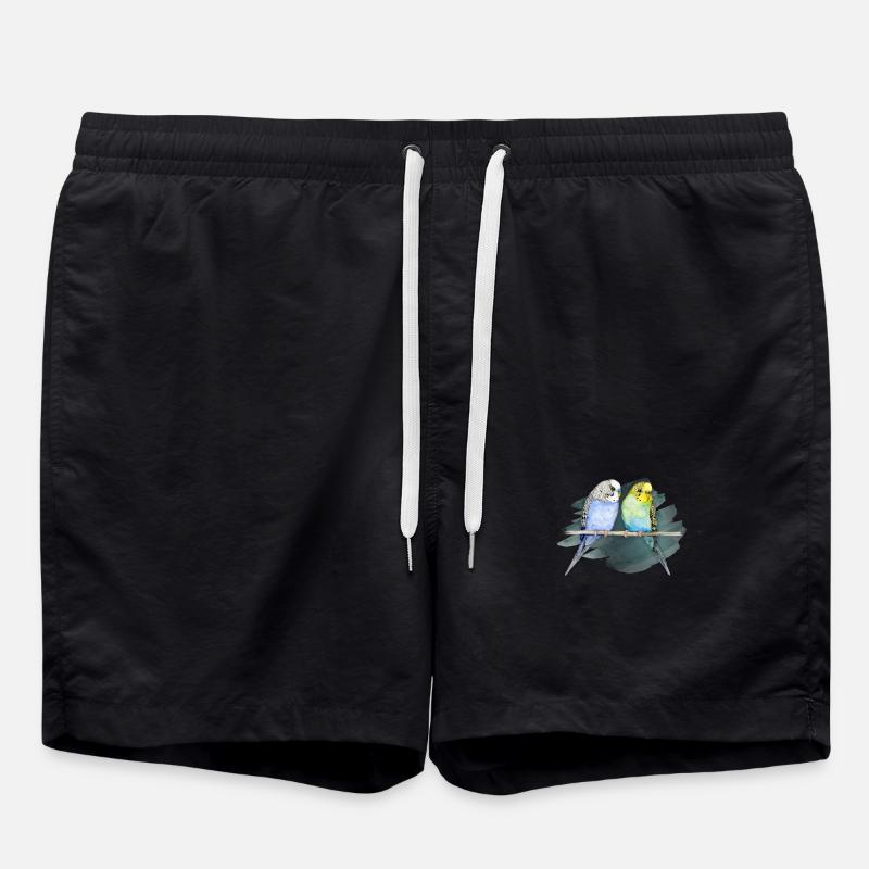 Deux aquarelle mignonnes de budgerigar - Short de bain - noir