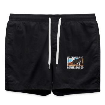 Bernese mountain dog - Swim Trunks - black - Front - AI Model Male 185 light (185cm)