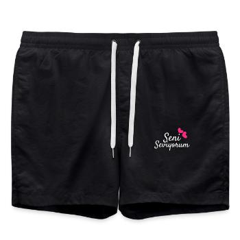 Seni Seviyorum Turkish Gift Idea - Swim Trunks - black - Front - AI Model Male 185 light (185cm)