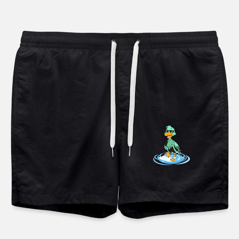 Duck funny cool - Swim Trunks - black