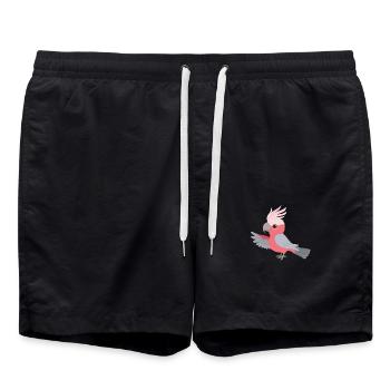 Funny pink cockatoo - Swim Trunks - black - Front - AI Model Male 185 light (185cm)