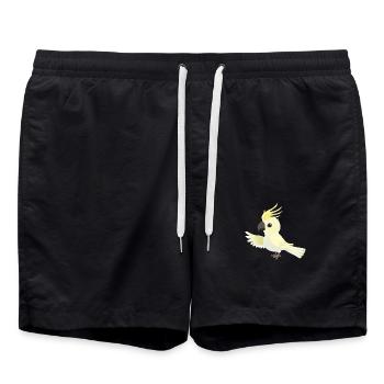 Funny big yellow-crested cockatoo - Swim Trunks - black - Front - AI Model Male 185 light (185cm)