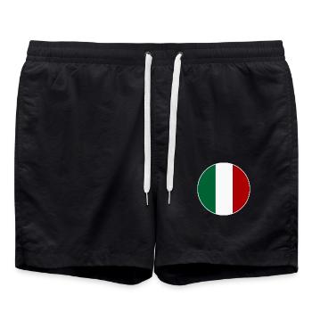 Drapeau de l'Italie rond - Short de bain - noir - Devant - AI Model Male 185 light (185cm)
