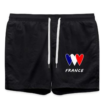FOOTBALL. SPORT. FRANCE. CHAMPION. BLEU BLANC ROUG - Short de bain - noir - Devant - AI Model Male 185 light (185cm)