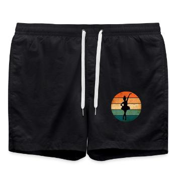 Ballerina Dances Before Retro Sunset - Swim Trunks - black - Front - AI Model Male 185 light (185cm)